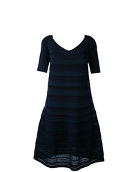 dunkelblaues besticktes ausgestelltes Kleid von D-Exterior