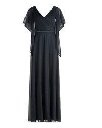 dunkelblaues besticktes Ballkleid aus Netzstoff von Vera Mont