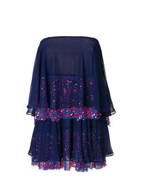 dunkelblaues besticktes gerade geschnittenes Kleid aus Pailletten von Talbot Runhof