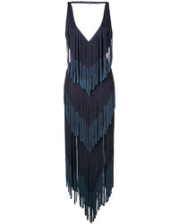 dunkelblaues besticktes gerade geschnittenes Kleid von Herve Leger