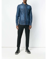 dunkelblaues besticktes Jeanshemd von Philipp Plein