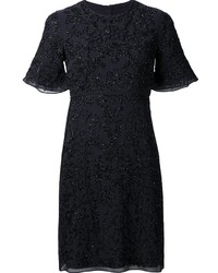 dunkelblaues besticktes Kleid von Needle & Thread