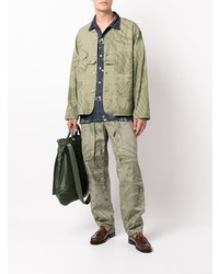 dunkelblaues besticktes Kurzarmhemd von Engineered Garments