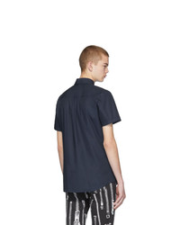 dunkelblaues besticktes Kurzarmhemd von Moschino