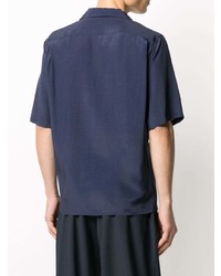 dunkelblaues besticktes Kurzarmhemd von Alexander McQueen