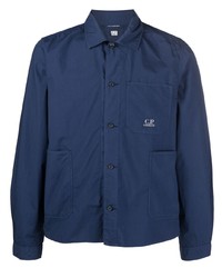 dunkelblaues besticktes Langarmhemd von C.P. Company