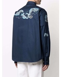 dunkelblaues besticktes Langarmhemd von Lanvin