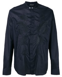 dunkelblaues besticktes Langarmhemd von Emporio Armani