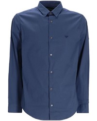 dunkelblaues besticktes Langarmhemd von Emporio Armani