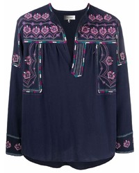 dunkelblaues besticktes Langarmhemd von Isabel Marant