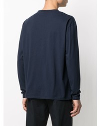 dunkelblaues besticktes Langarmshirt von MAISON KITSUNÉ