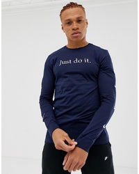 dunkelblaues besticktes Langarmshirt von Nike