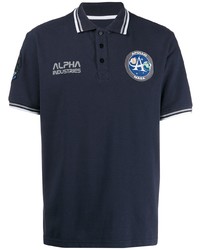 dunkelblaues besticktes Polohemd von Alpha Industries