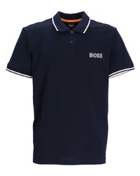 dunkelblaues besticktes Polohemd von BOSS