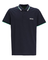 dunkelblaues besticktes Polohemd von BOSS