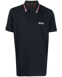 dunkelblaues besticktes Polohemd von BOSS