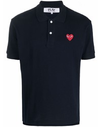 dunkelblaues besticktes Polohemd von Comme Des Garcons Play