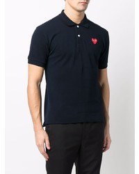 dunkelblaues besticktes Polohemd von Comme Des Garcons Play