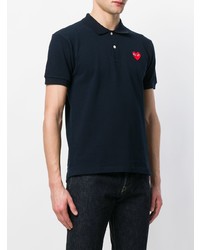 dunkelblaues besticktes Polohemd von Comme Des Garcons Play