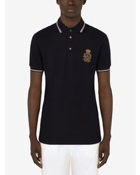 dunkelblaues besticktes Polohemd von Dolce & Gabbana