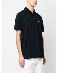 dunkelblaues besticktes Polohemd von Emporio Armani