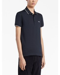 dunkelblaues besticktes Polohemd von Zegna