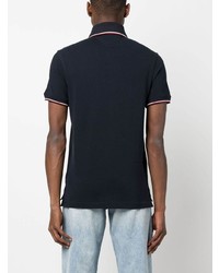 dunkelblaues besticktes Polohemd von Tommy Hilfiger