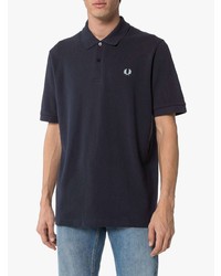 dunkelblaues besticktes Polohemd von Fred Perry