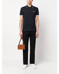 dunkelblaues besticktes Polohemd von Zegna