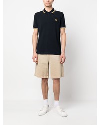 dunkelblaues besticktes Polohemd von Fred Perry