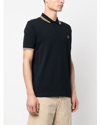 dunkelblaues besticktes Polohemd von Fred Perry