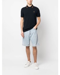 dunkelblaues besticktes Polohemd von Fred Perry