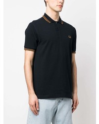 dunkelblaues besticktes Polohemd von Fred Perry