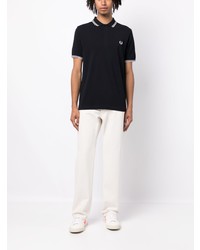 dunkelblaues besticktes Polohemd von Fred Perry