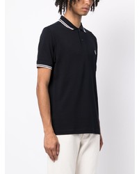 dunkelblaues besticktes Polohemd von Fred Perry