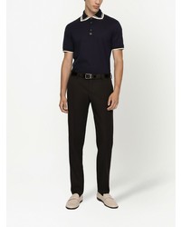 dunkelblaues besticktes Polohemd von Dolce & Gabbana