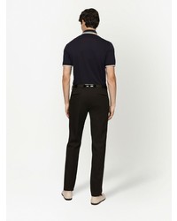 dunkelblaues besticktes Polohemd von Dolce & Gabbana