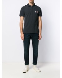 dunkelblaues besticktes Polohemd von MAISON KITSUNÉ