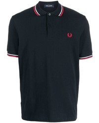 dunkelblaues besticktes Polohemd von Fred Perry