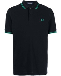 dunkelblaues besticktes Polohemd von Fred Perry