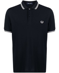 dunkelblaues besticktes Polohemd von Fred Perry