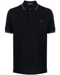 dunkelblaues besticktes Polohemd von Fred Perry