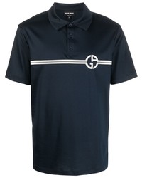 dunkelblaues besticktes Polohemd von Giorgio Armani