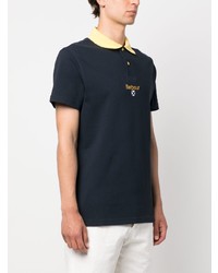 dunkelblaues besticktes Polohemd von Barbour