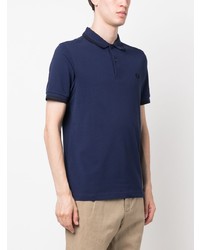 dunkelblaues besticktes Polohemd von Fred Perry