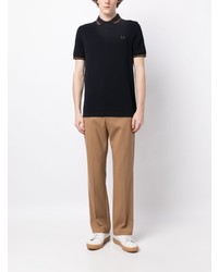 dunkelblaues besticktes Polohemd von Fred Perry