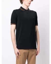 dunkelblaues besticktes Polohemd von Fred Perry