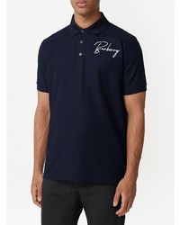 dunkelblaues besticktes Polohemd von Burberry