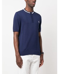 dunkelblaues besticktes Polohemd von Fred Perry