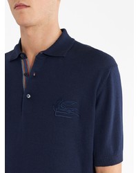 dunkelblaues besticktes Polohemd von Etro